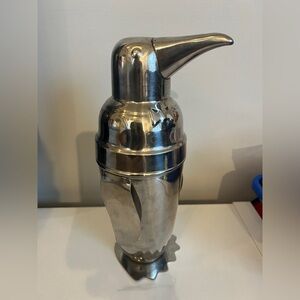 Pottery Barn Viski Penguin Cocktail Shaker with Strainer, Stainless Steel